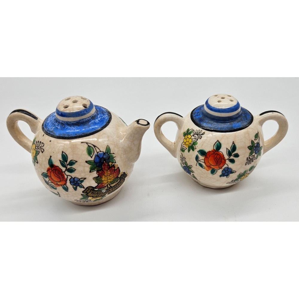 Japanese Porcelain Mini Teapot & Sugar Bowl 2" Salt And Pepper Shakers 1930-1950